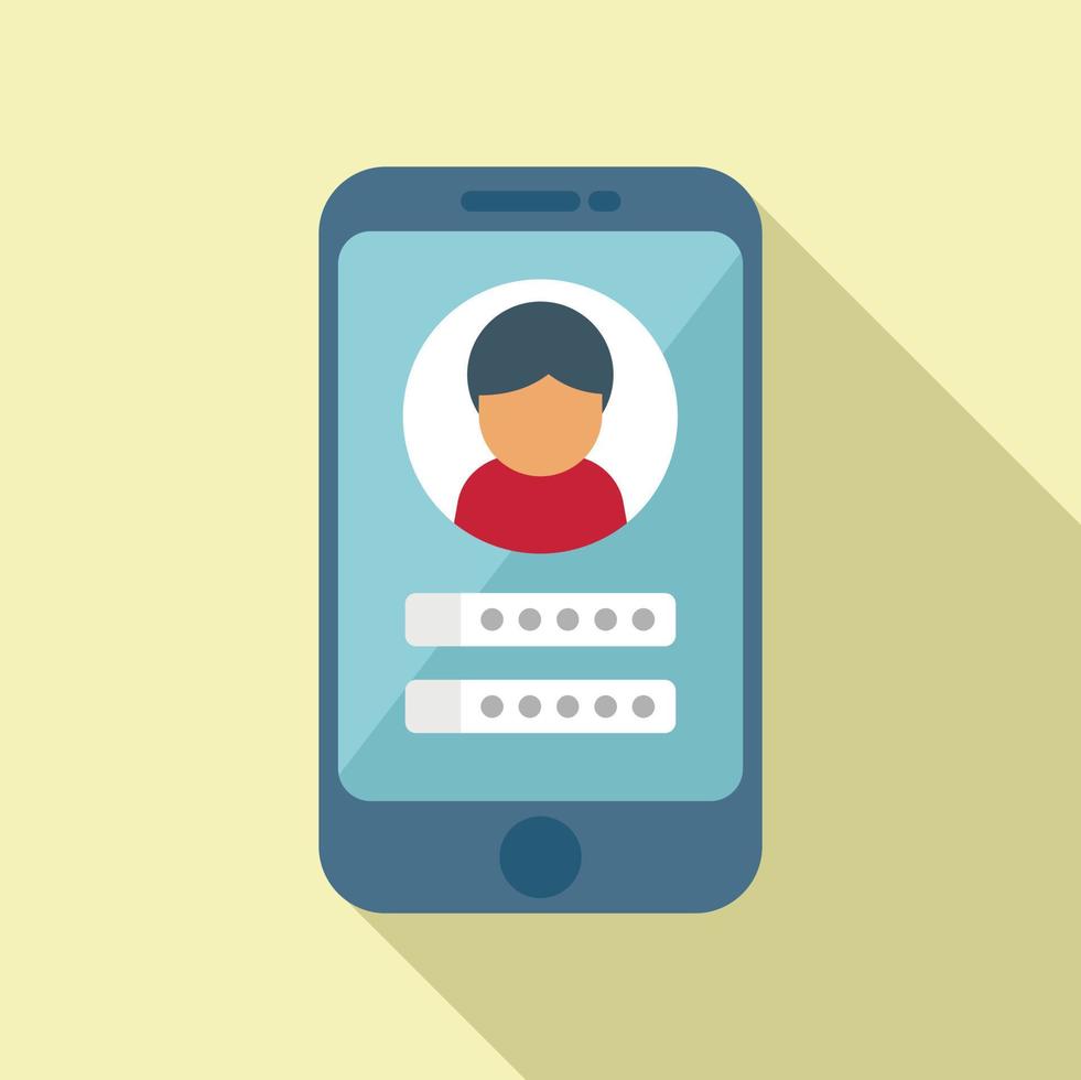 Login profile phone icon flat vector. Smartphone app vector
