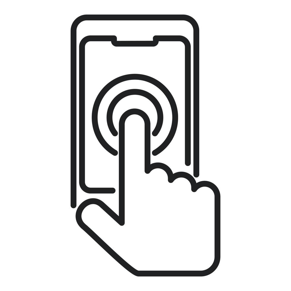 Phone finger touch icon outline vector. Using app vector