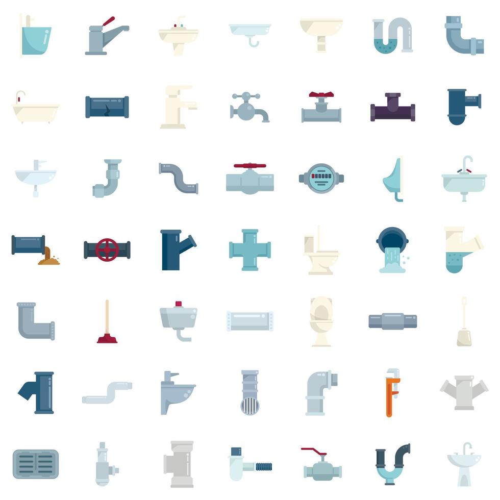 Sewerage icons set flat vector. Water leak vector