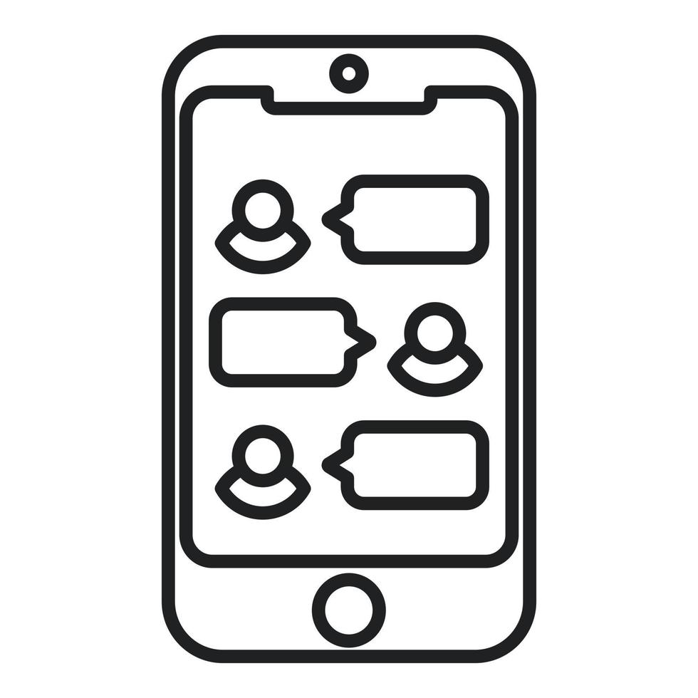 Smartphone chat icon outline vector. Phone using vector