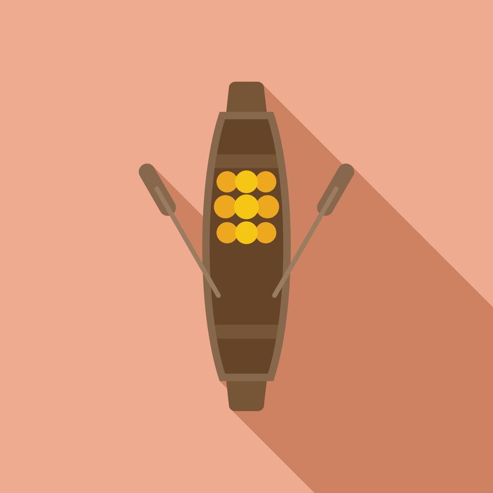 Big floating market icon flat vector. River boat vector