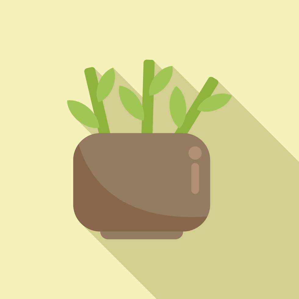 Floating market plant pot icon flat vector. Thai boat vector