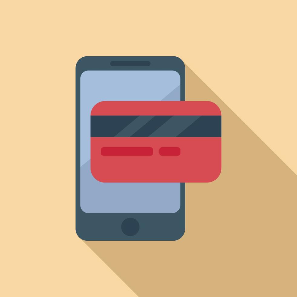Phone online credit card icon flat vector. Mobile smart vector