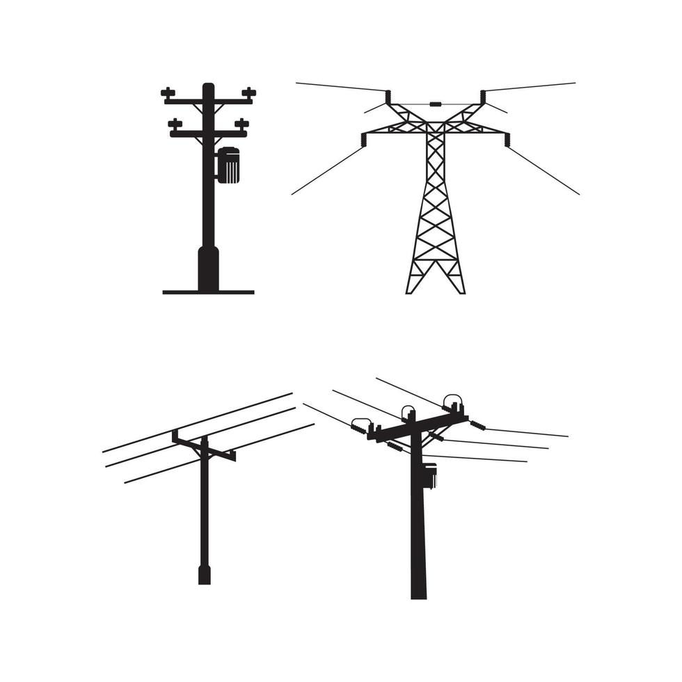 Diseño de símbolo de ilustración de vector de icono de poste eléctrico