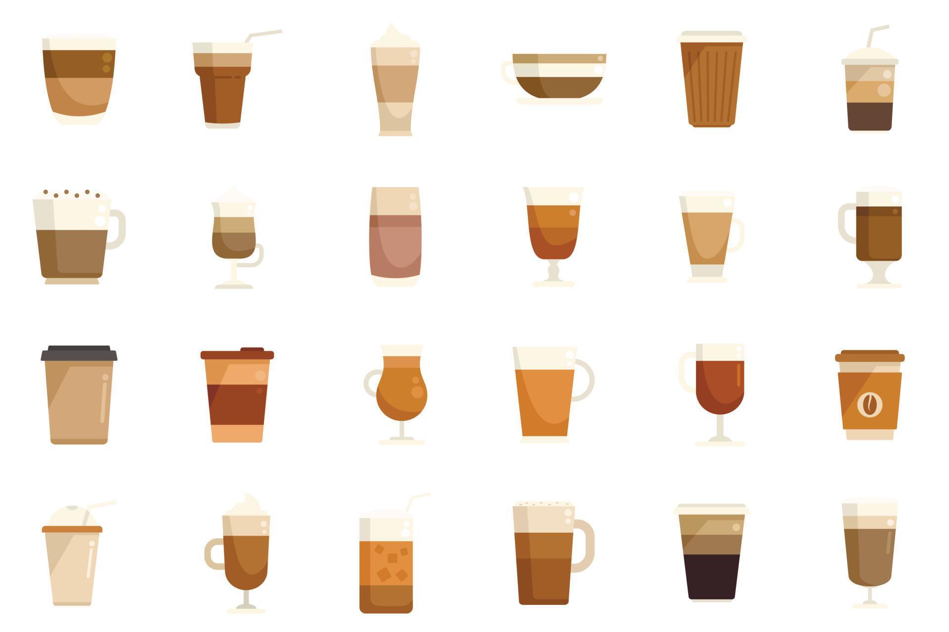 Latte icons set flat vector. Coffee drink 16817772 Vector Art at Vecteezy