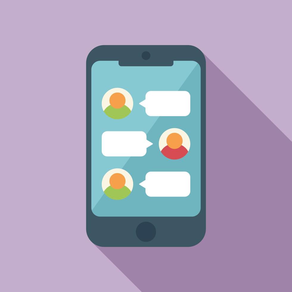 Smartphone chat icon flat vector. Phone using vector