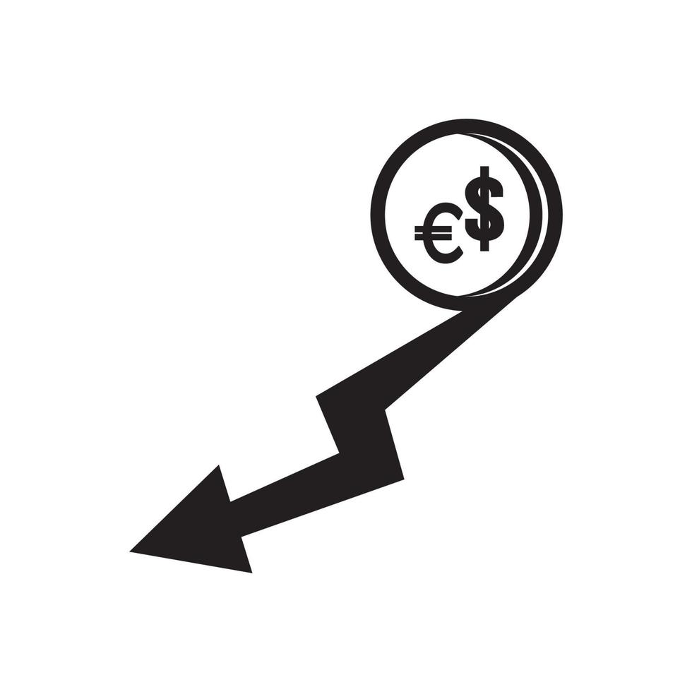 Increase or decrease in dollar or euro currency,icon vector illustration design