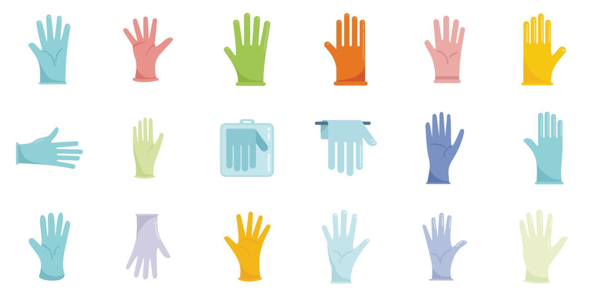 Medical gloves icons set flat vector. Care clinic vector