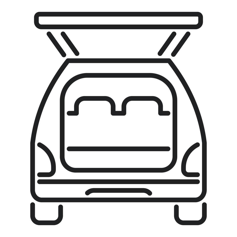 vector de contorno de icono de maletero de maleta. puerta del auto
