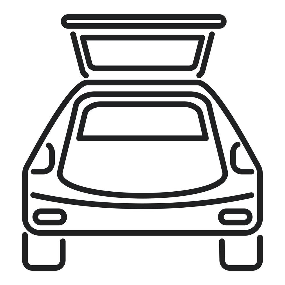 vector de contorno de icono de maletero de coche vacío. puerta del vehículo