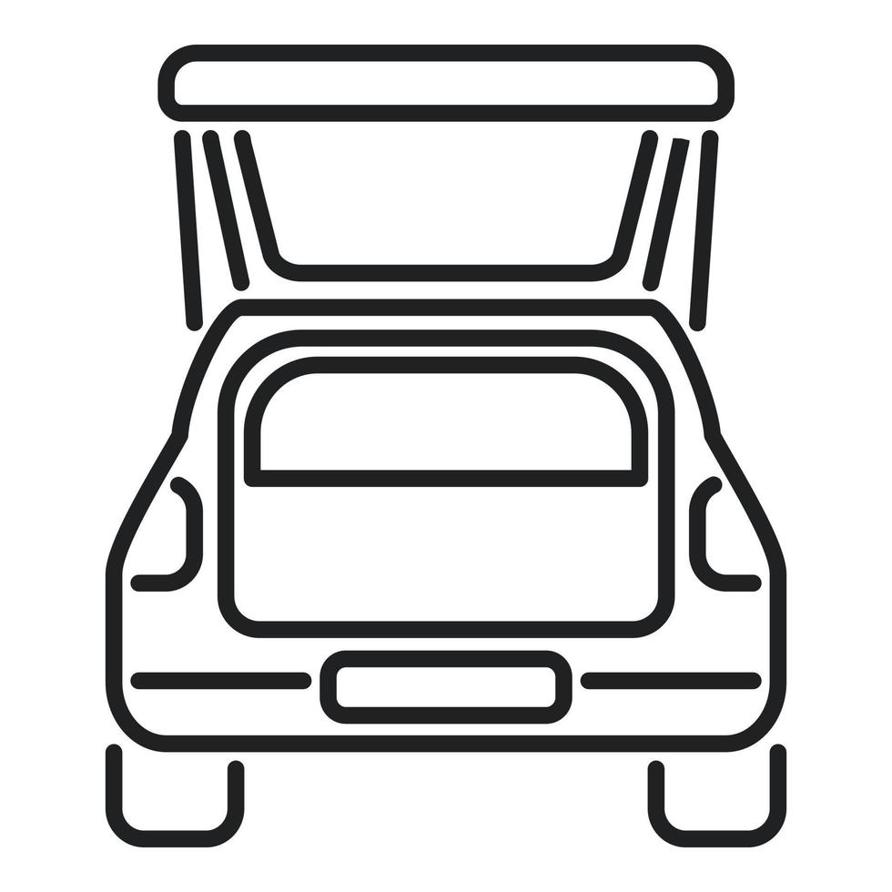 vector de contorno de icono de maletero de coche de viaje de verano. vehículo abierto