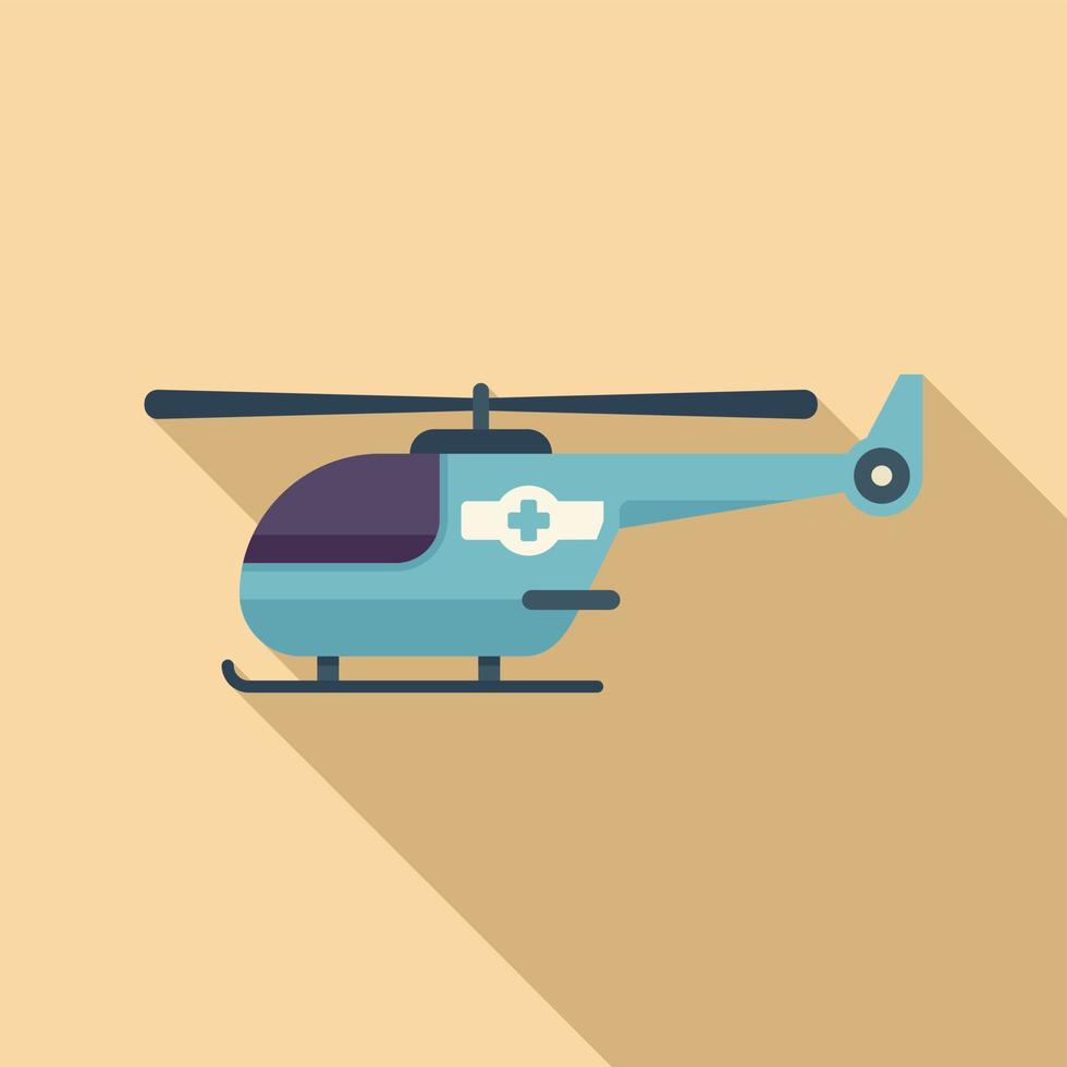 Medical rescue helicopter icon flat vector. Aerial guard vector