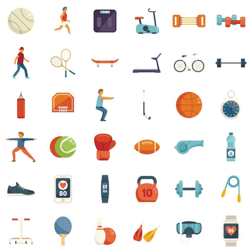 Physical activity icons set flat vector. Yoga person vector