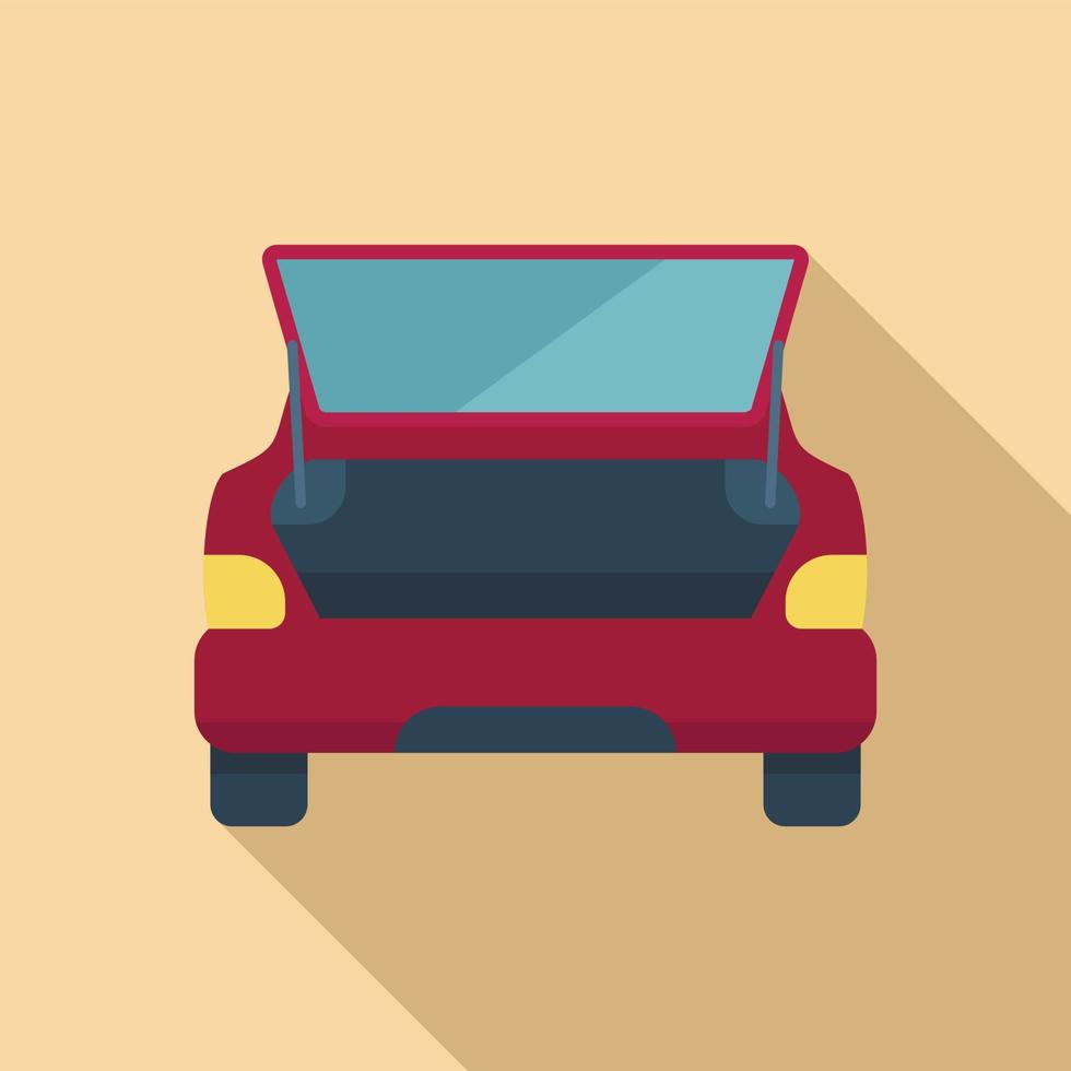 Family car trunk icon flat vector. Open vehicle vector