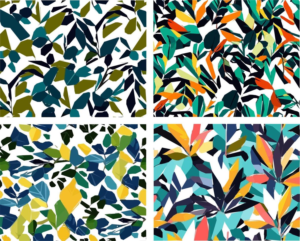 Set of colorful leaf patterns vector