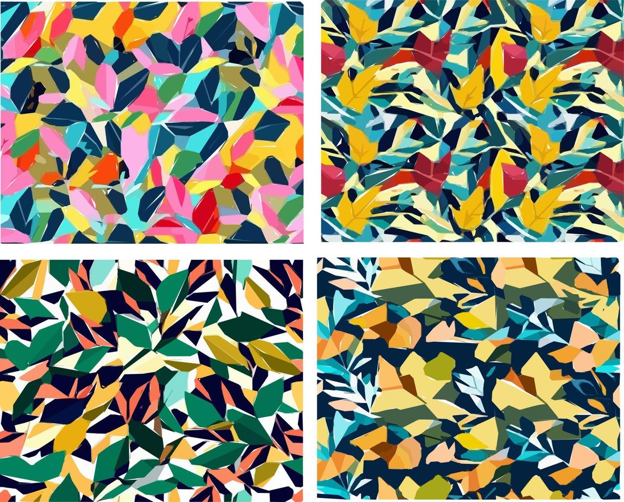 conjunto de patrones de hojas de colores vector