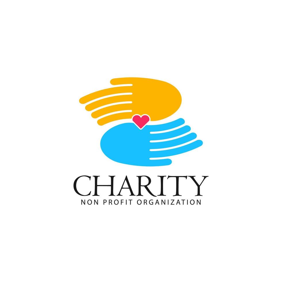 charity logo with symbol two hands holding the heart vector