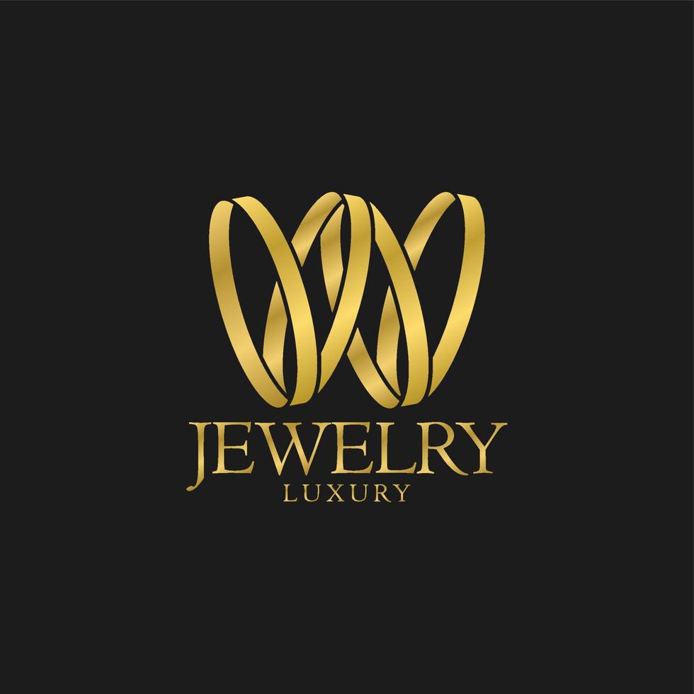 logotipo de lujo de joyería con símbolo de anillo vector
