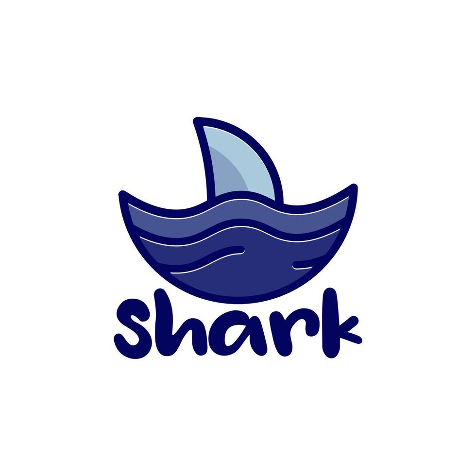 divertido tiburón submarino logo línea arte simple, camiseta impresa vector