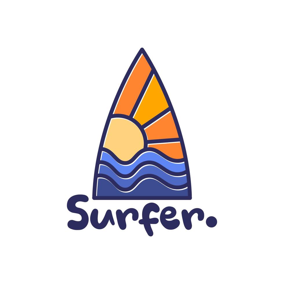 surfer logo brand  fun line art minimalist ,tshirt print vector