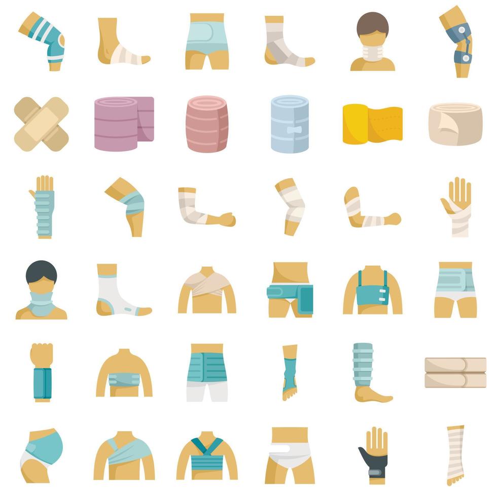 Bandage icons set flat vector. First aid vector