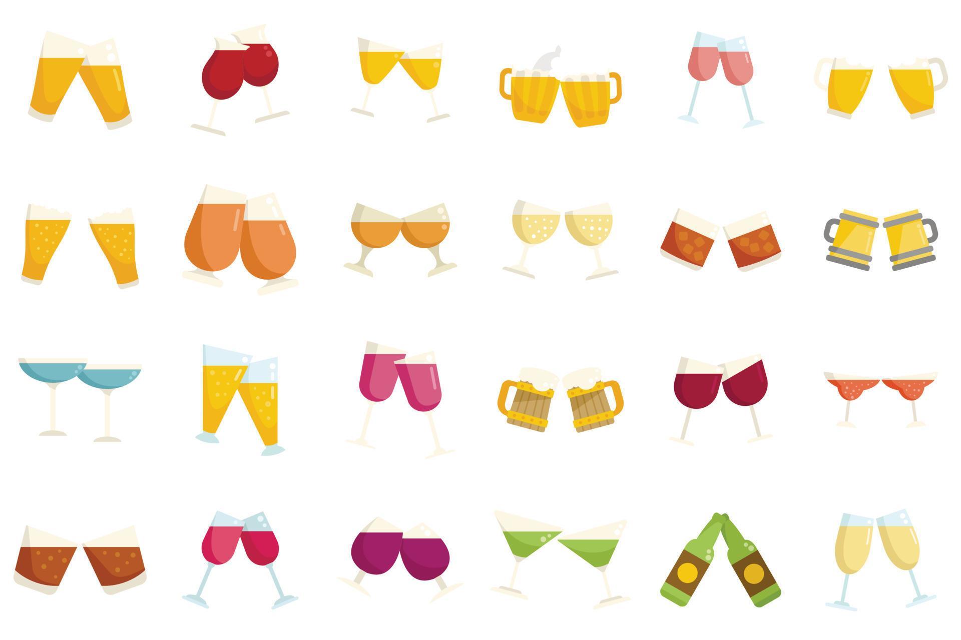 Cheers icons set flat vector. Beer toast 16818156 Vector Art at Vecteezy