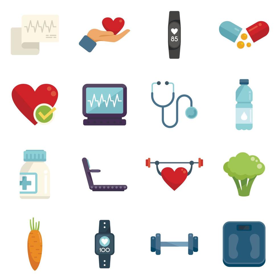 Healthy heart icons set flat vector. Health care vector