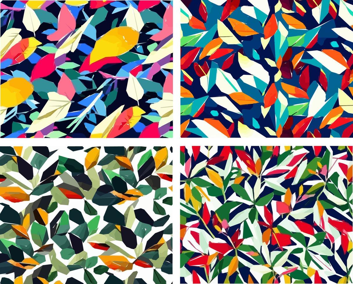 conjunto de patrones de hojas de colores vector