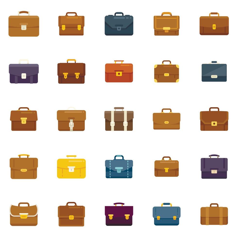 Briefcase icons set flat vector. Office bag vector