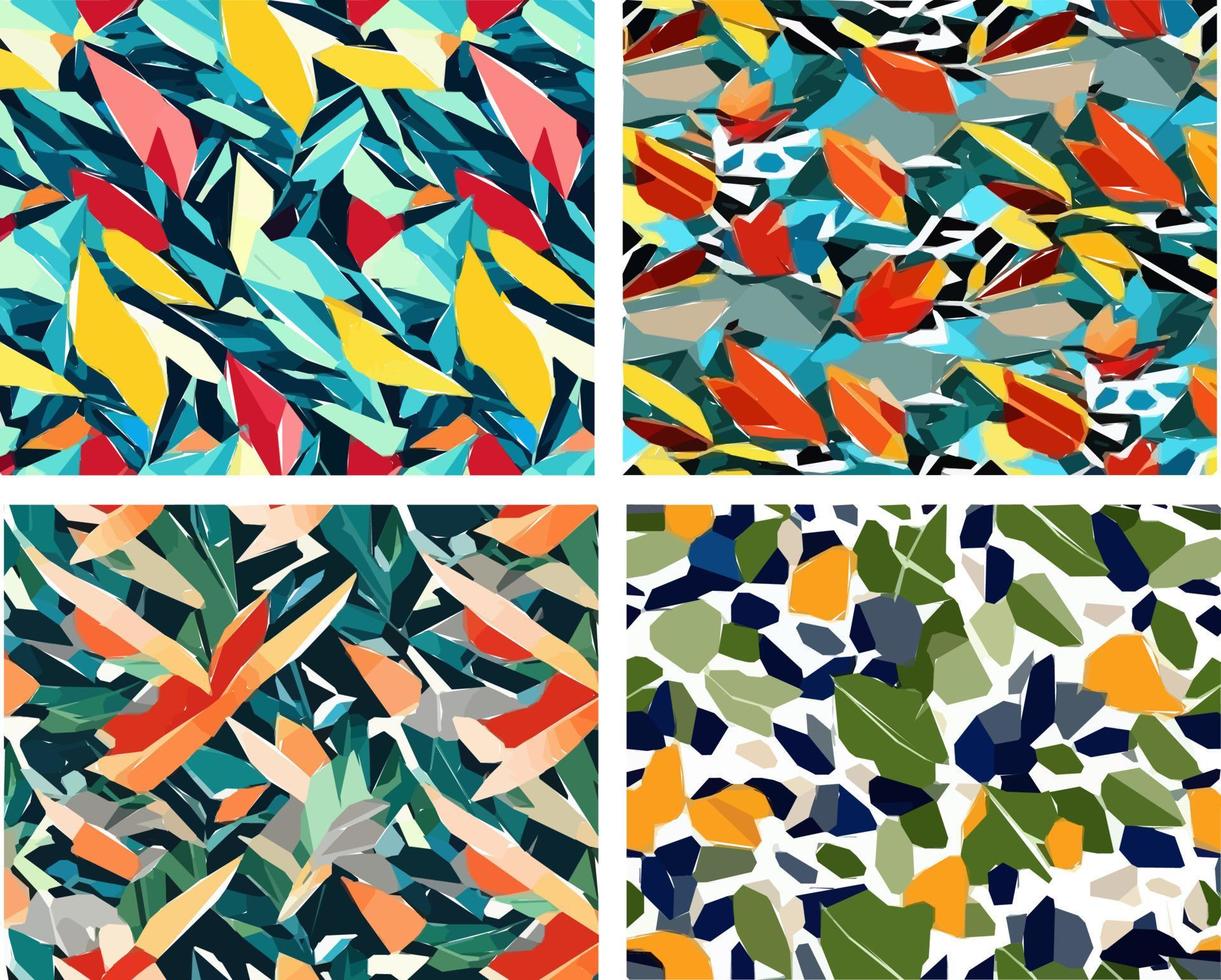 Set of colorful leaf patterns vector