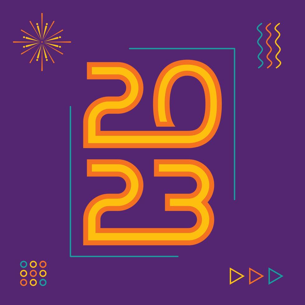Happy New Year 2023 Neon Flat Design Vector Illustration Design.