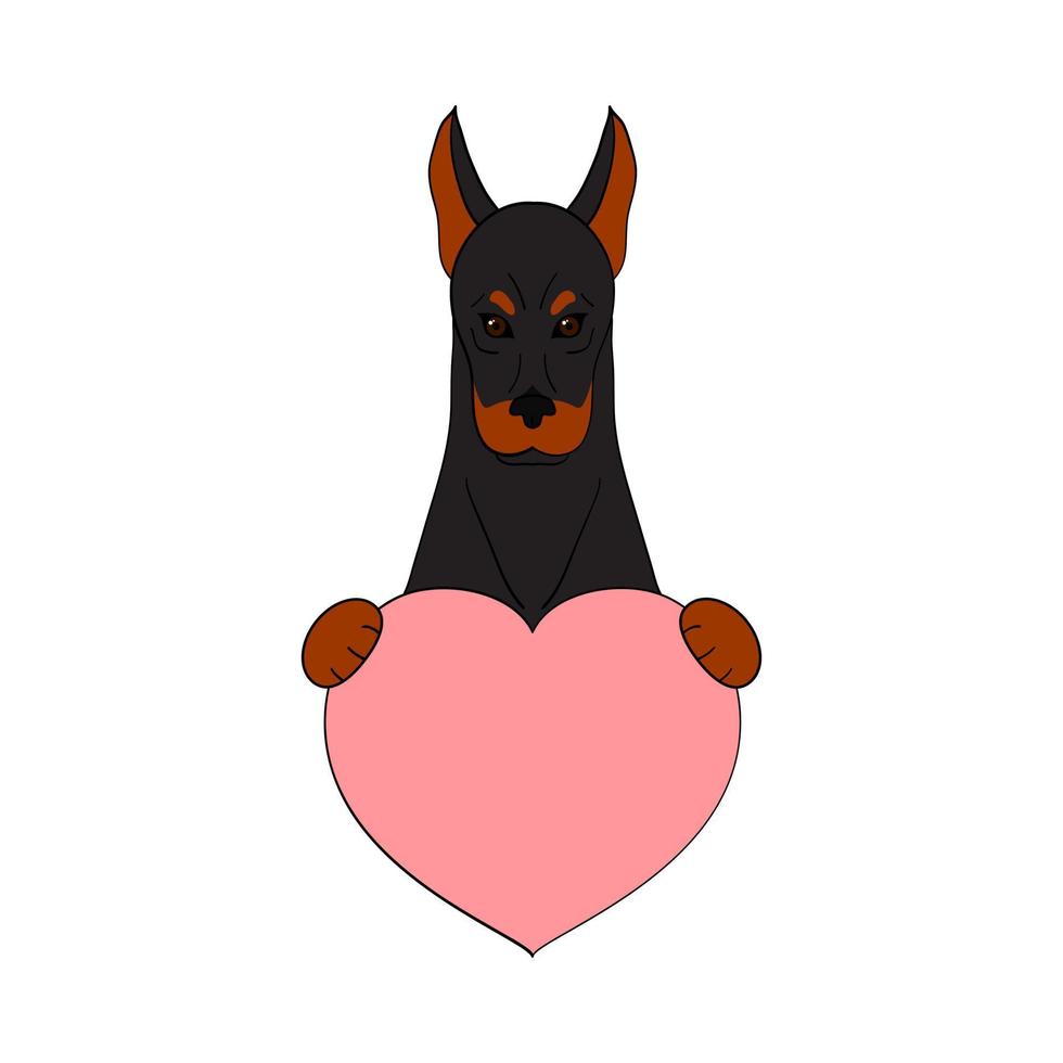 Cute cartoon dog holding his heart in his paws. Valentine's Day greeting card with space for text. Design for invitation, card, flyer, brochure, banner. Little pets in love. A declaration of love vector