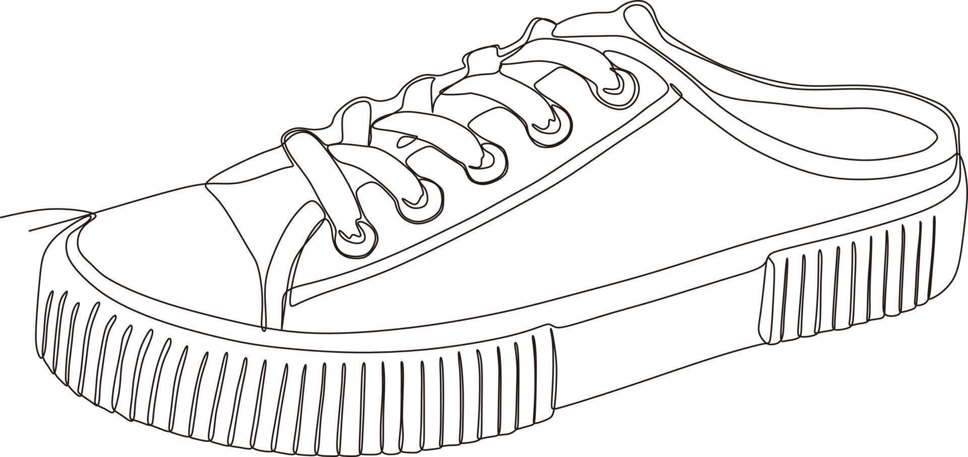 dibujo de arte de línea continua de zapatos en blanco y negro vector