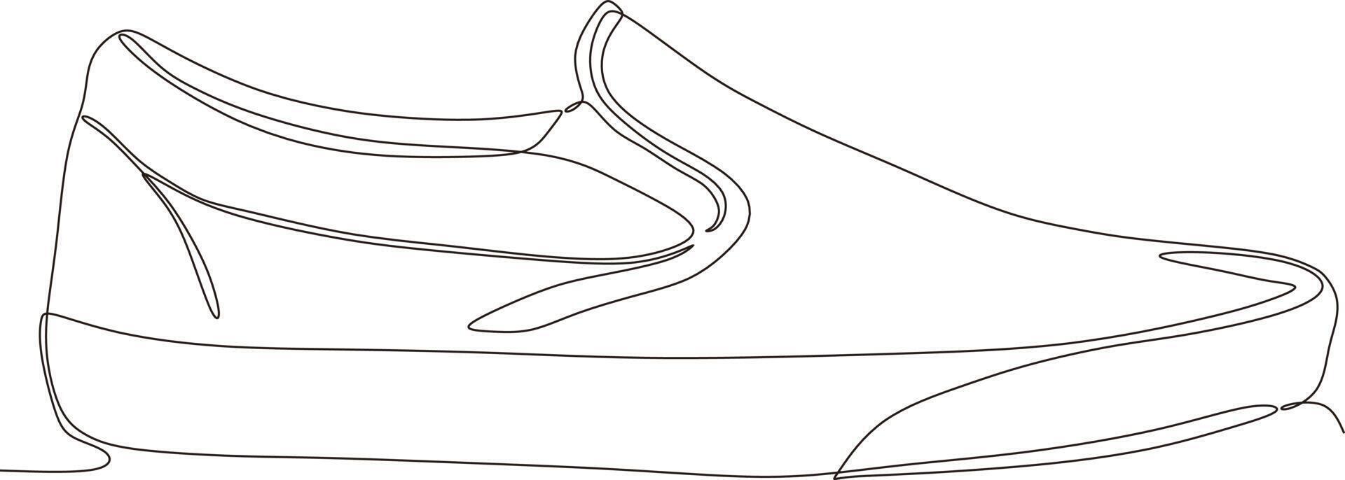 continuous line art drawing of shoes in black and white vector