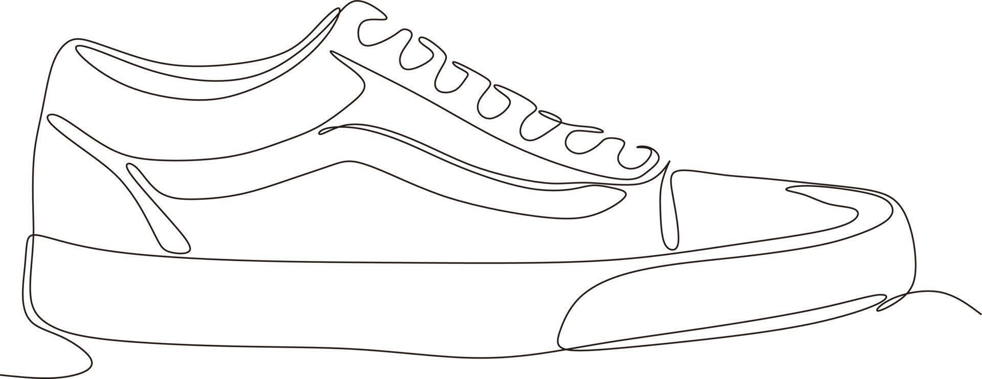 dibujo de arte de línea continua de zapatos en blanco y negro vector