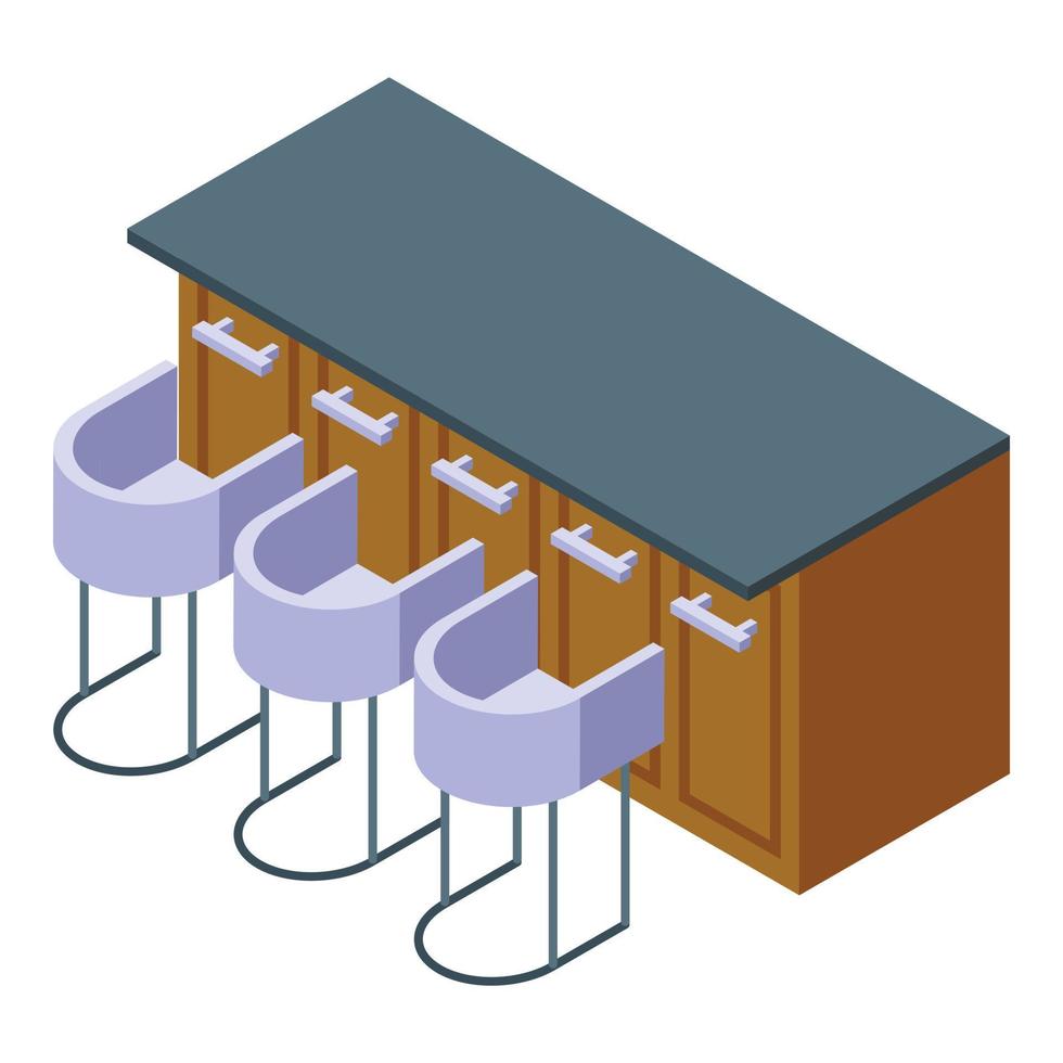 Bar desktop icon isometric vector. Table interior vector