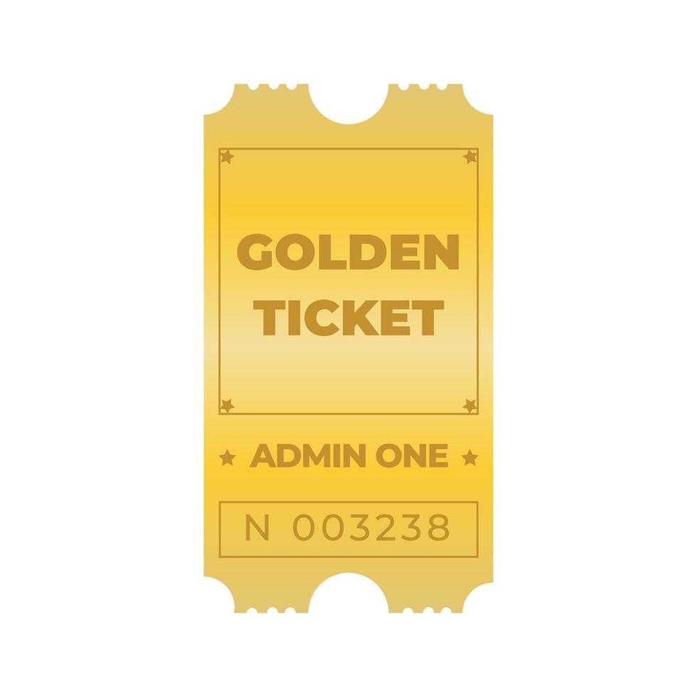 golden ticket admit one coupon vector illustration. with a white background. can be used to print tickets and coupons