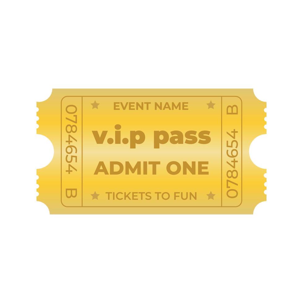 Golden tickets coupon vip pass template vector illustration. Can be used to movie, event, theater, vip party, football, business and etc