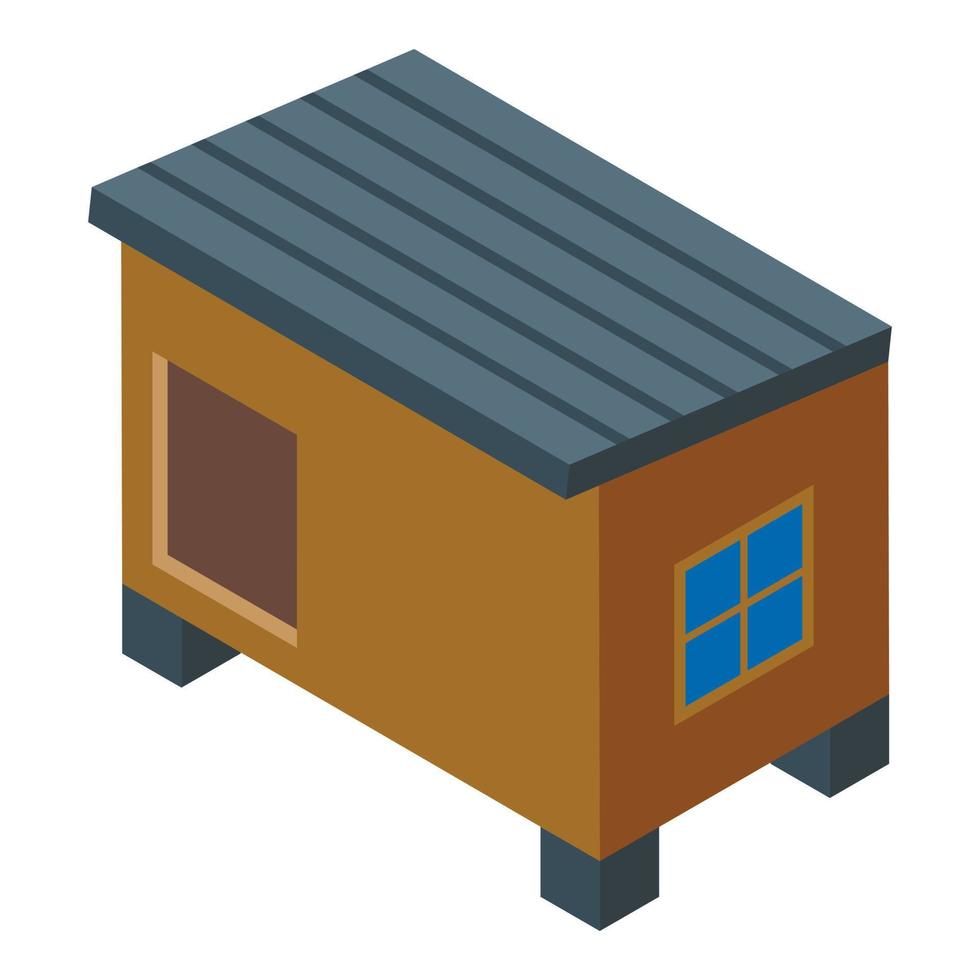Wood cat house icon isometric vector. Pet food vector