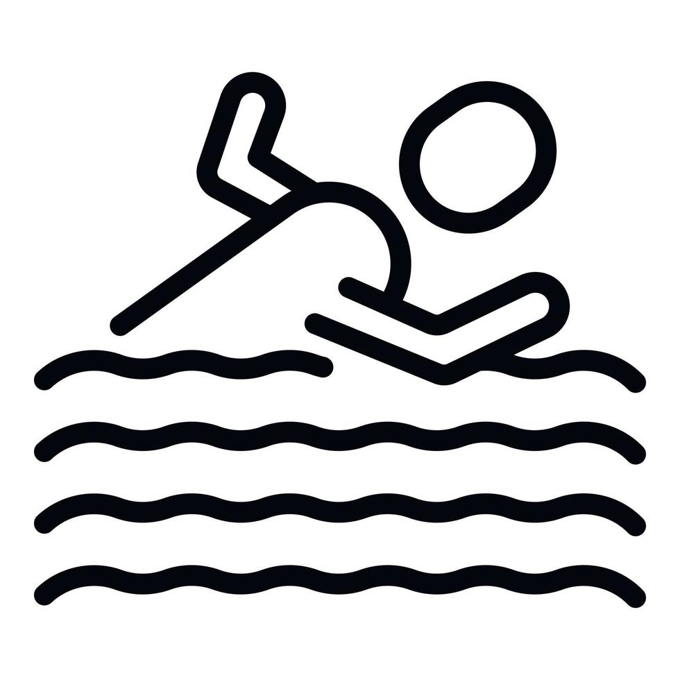 vector de contorno de icono de natación para niños. campamento de agua