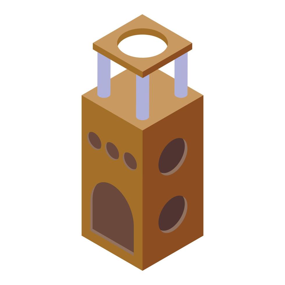 Tower cat house icon isometric vector. Pet box vector