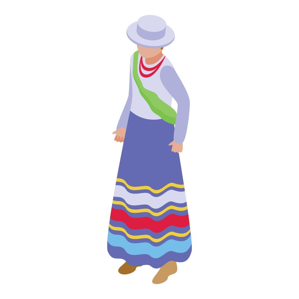 ecuador mujer linda icono vector isométrico. cultura de viaje