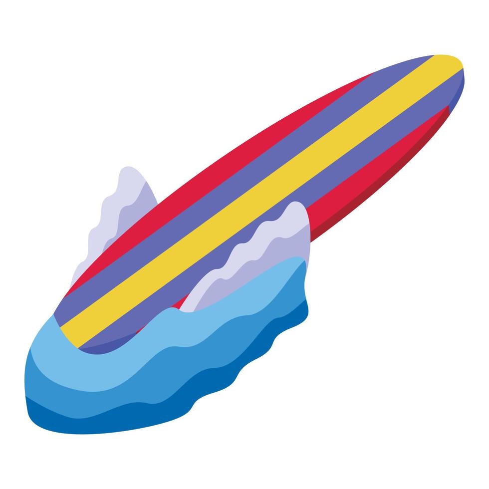 vector isométrico del icono de la tabla de surf de ecuador. país de vacaciones