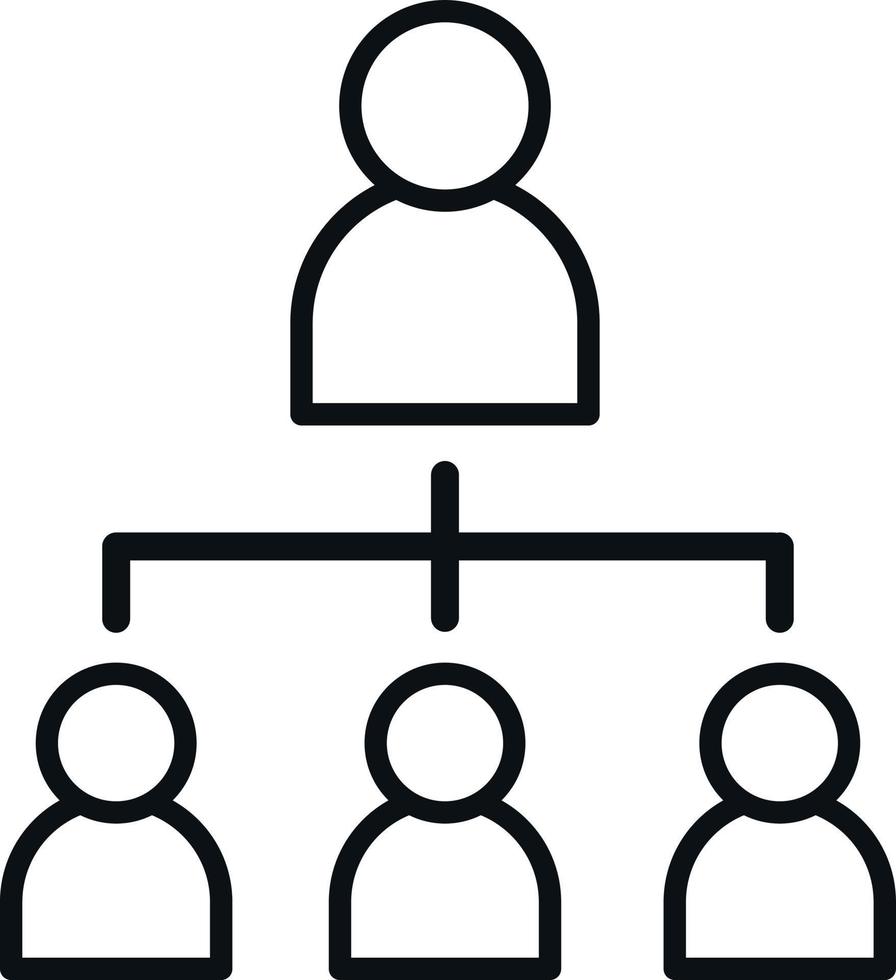 Hierarchical structure icon. Vertical connection. Working team. Simple flat design. Vector art