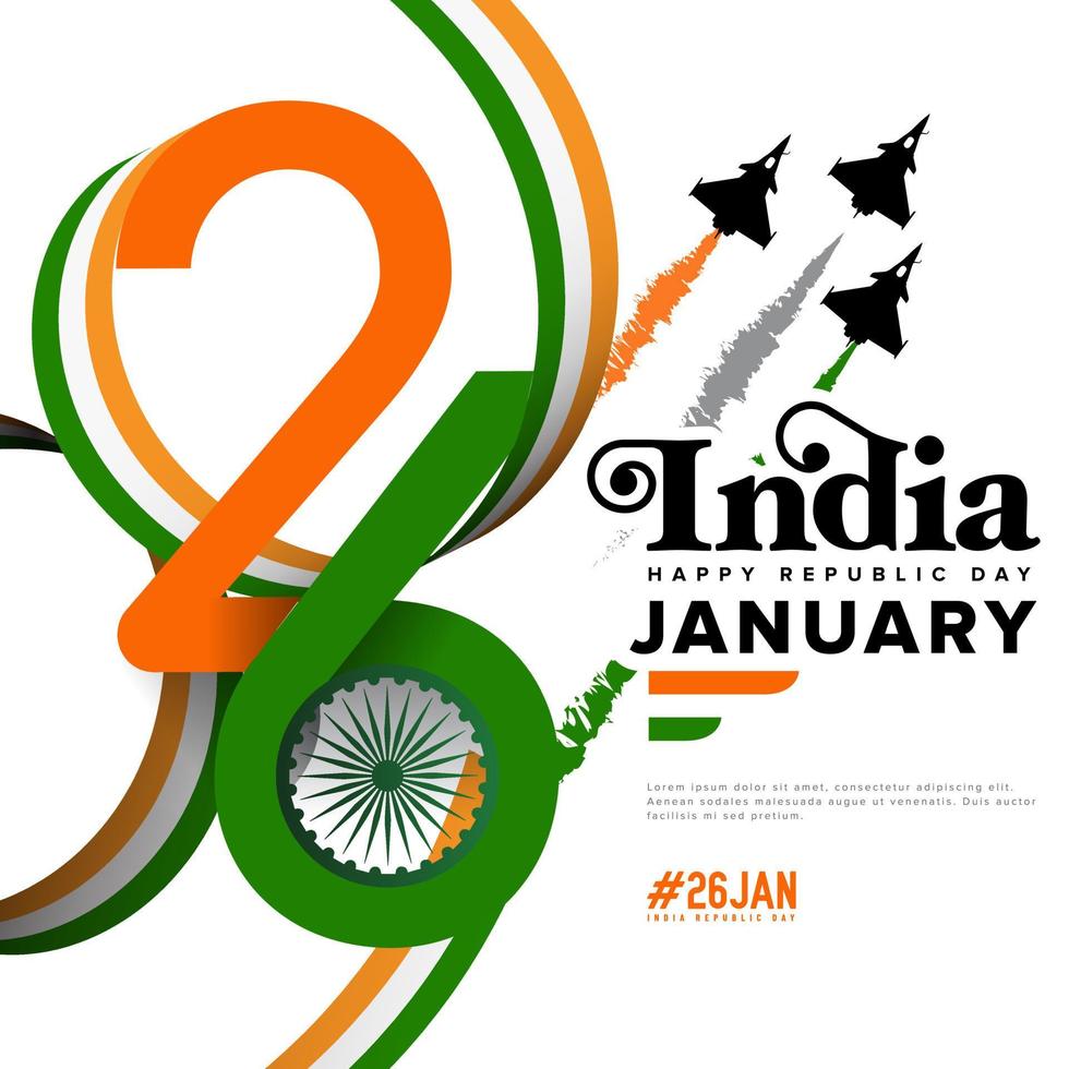India Republic Day 26 January creative illustration with ribbon ...
