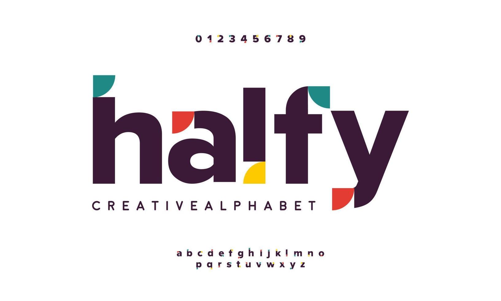 Halfy abstract minimal modern alphabet fonts. Typography technology vector illustration