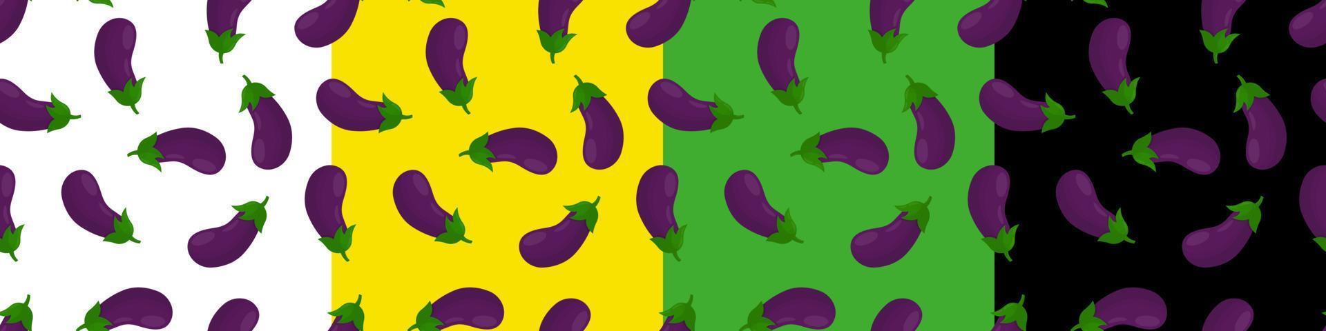 A set of seamless pattern with eggplant. Pattern for kitchen textiles with vegetables vector