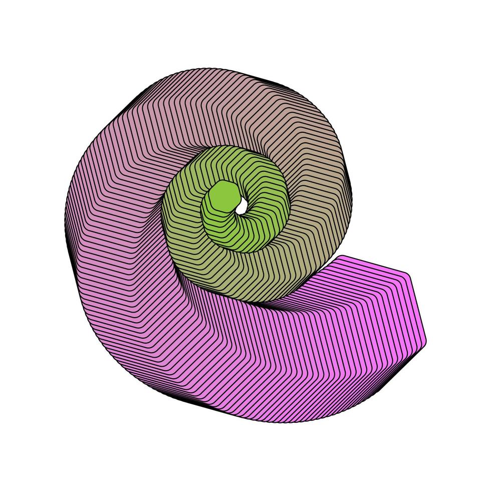 Pink, black and green hexagonal spiral blend shell vector art. 3d hexagon blending logo symbol.