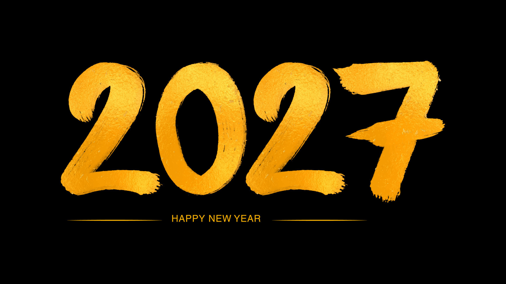 Happy new year 2027 Golden numbers handwritten calligraphy, 2027 year