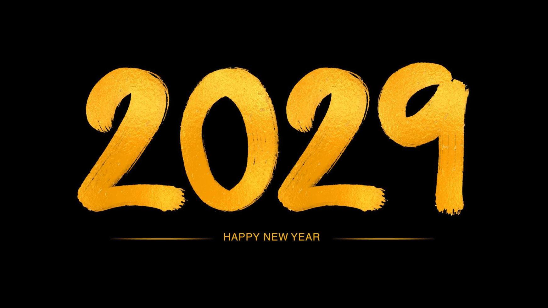 Happy new year 2029 Golden numbers handwritten calligraphy, 2029 year vector illustration, New year celebration, Gold 2029 Number design on black background, typography lettering text vector